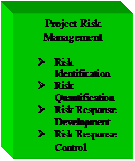 Text Box: Project Risk Management    Ø	Risk Identification  Ø	Risk Quantification  Ø	Risk Response Development  Ø	Risk Response Control  